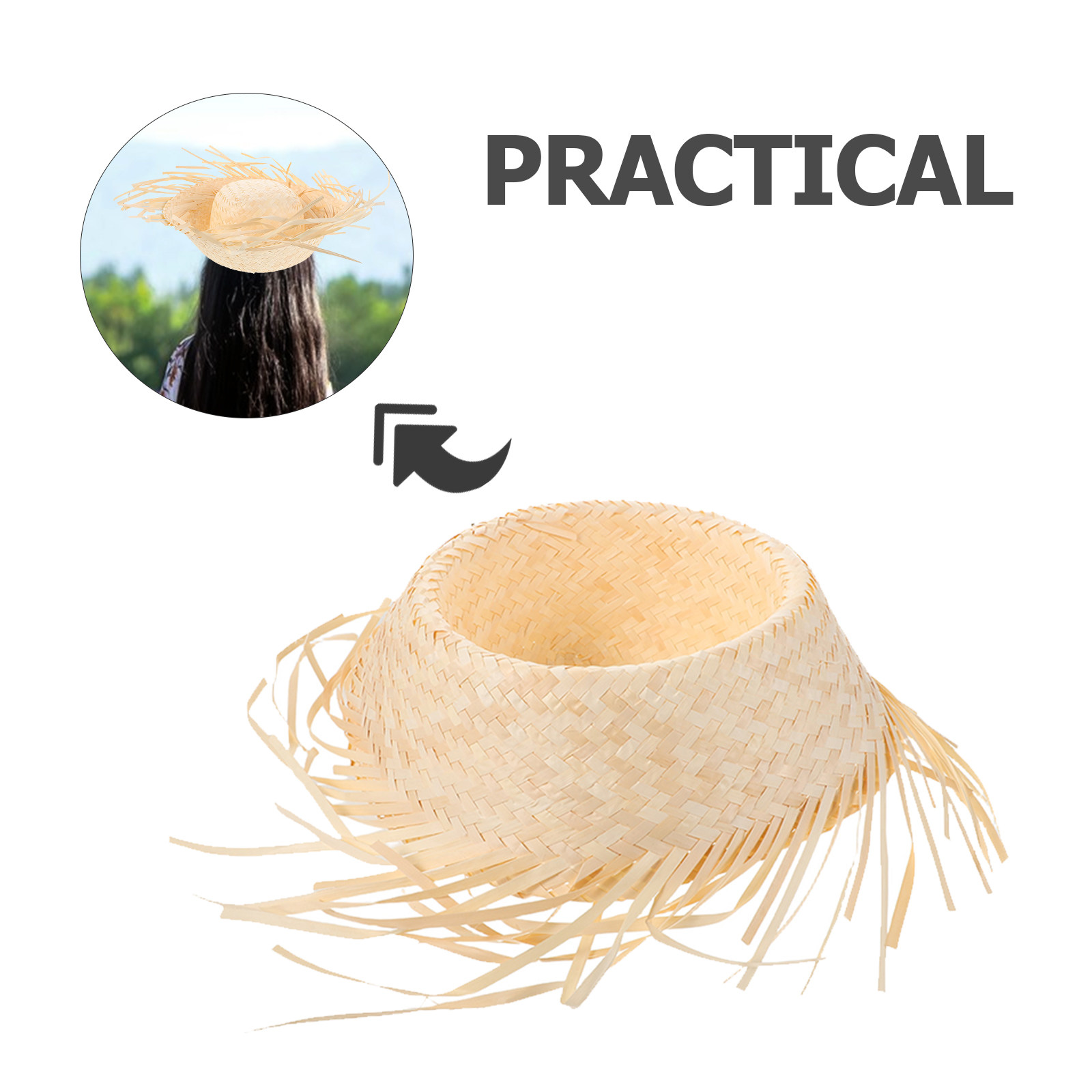 2Pcs Hawaiian Straw Hat Chicke - Hat Floppy Wide recension och pris