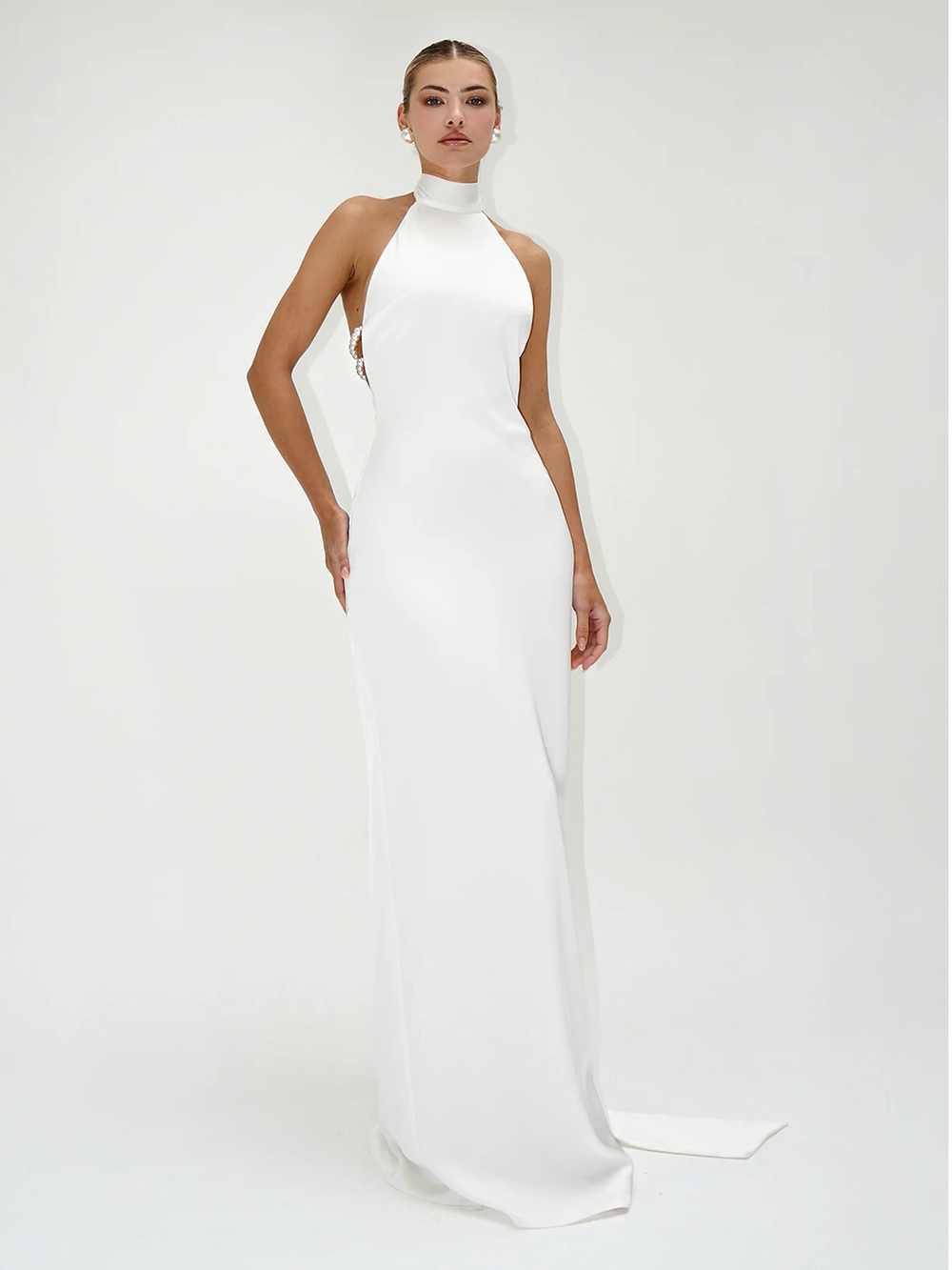 Elegant Solid Ribbon Women Hal - Maxi Dress Halter recension och pris