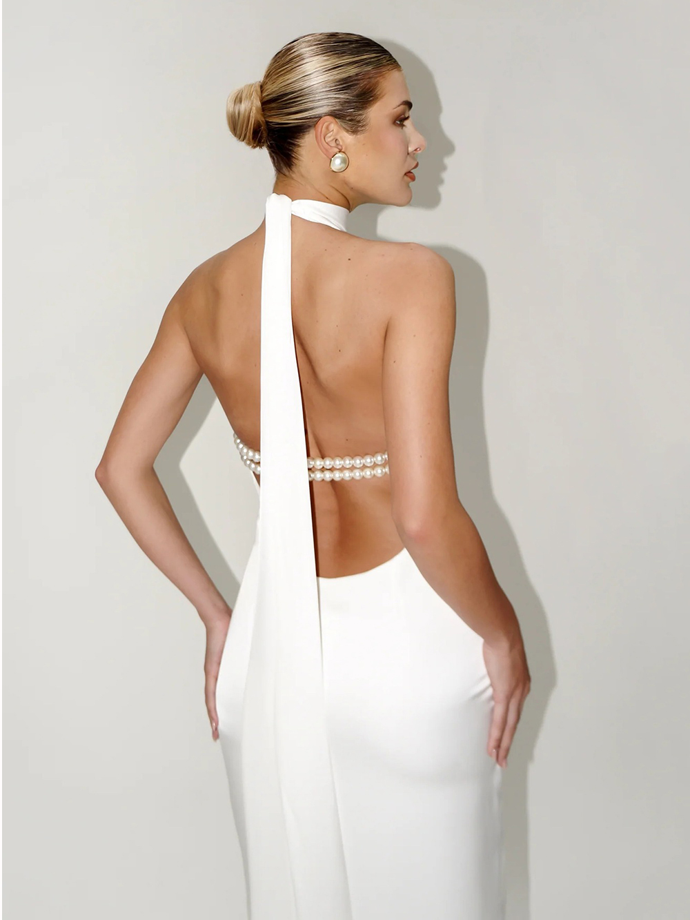 Elegant Solid Ribbon Women Hal - Maxi Dress Halter recension och pris