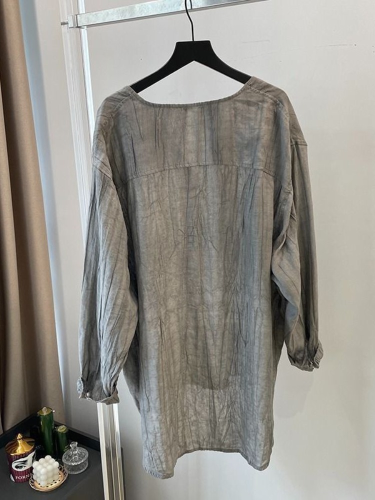 Elegant Folded Grey Cotton Lin - Linen Pant Wide recension och pris